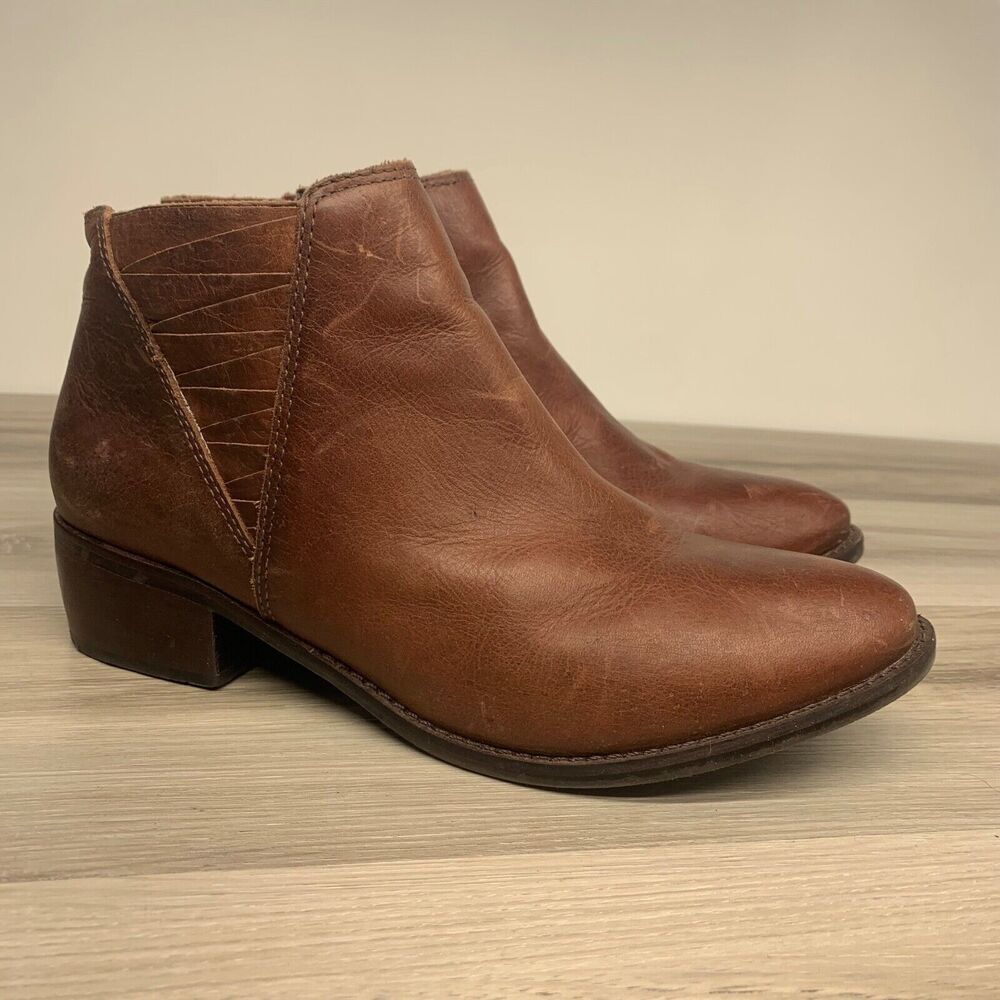 Matisse Brown Leather Corsett Saddle Ankle Boots Block Heel Womens Size 9 M